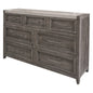62" Gray Faux Marble And Solid Wood Seven Drawer Double Dresser