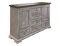 69" Gray Solid Wood Six Drawer Triple Dresser