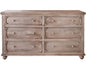 70" Natural Solid Wood Six Drawer Double Dresser