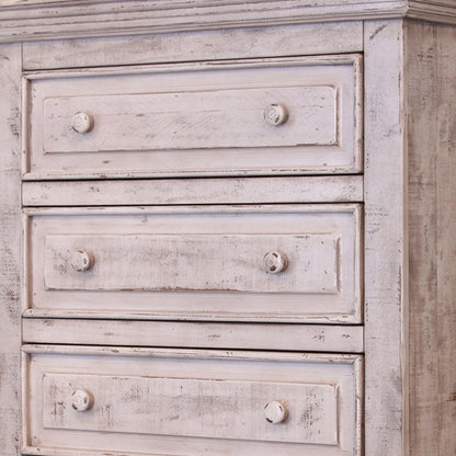 37" White Solid Wood Five Drawer Dresser