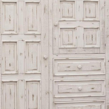 55" White Carved Geometric Solid Wood Three Drawer Gentlemens Chest