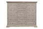 64" White Carved Geometric Solid Wood Seven Drawer Gentlemens Chest