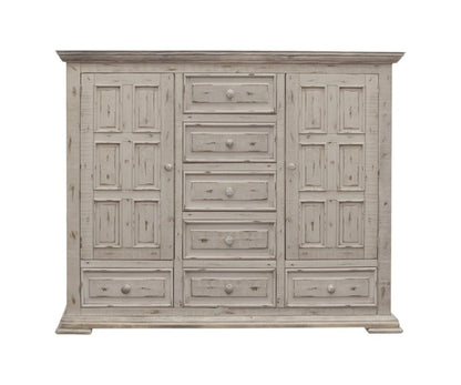 64" White Solid Wood Seven Drawer Gentlemans Chest