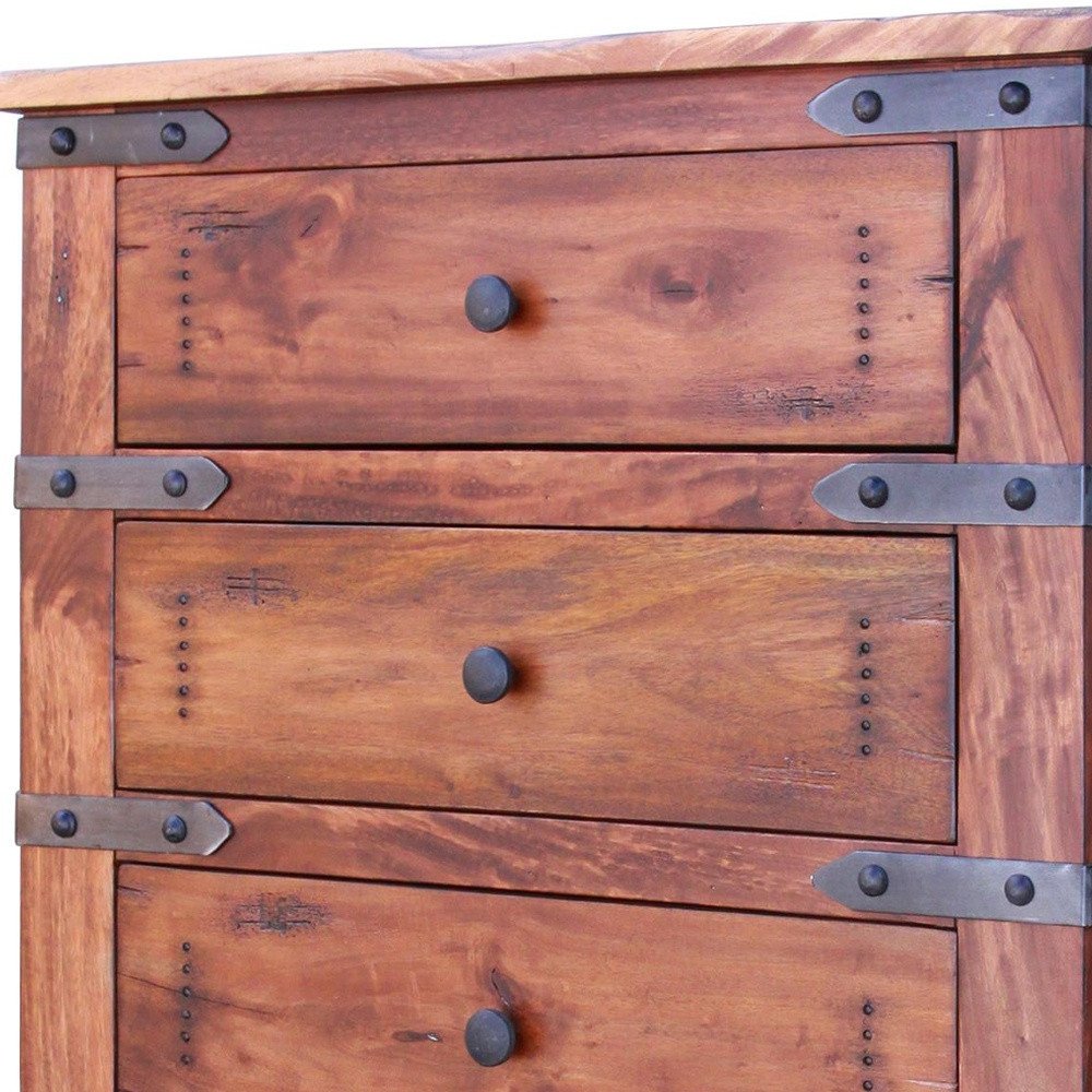 36" Natural Solid Wood Five Drawer Dresser
