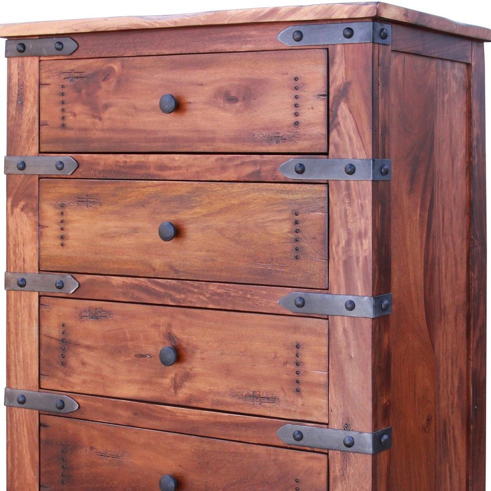 36" Natural Solid Wood Five Drawer Dresser