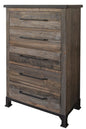36" Gray Solid Wood Five Drawer Dresser