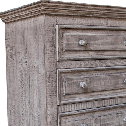 37" Gray Solid Wood Five Drawer Chest