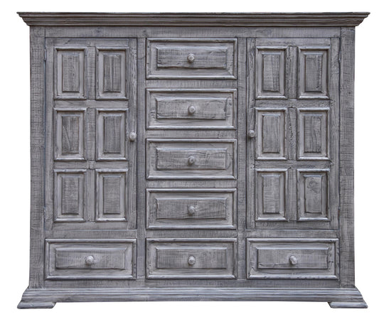 64" Gray Solid Wood Seven Drawer Gentlemans Chest