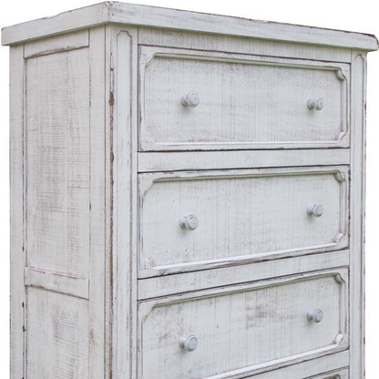 37" Antiqued White Solid Wood Four Drawer Dresser