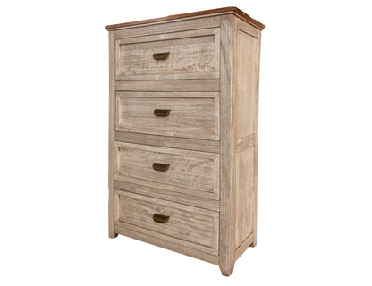 37" Cream Solid Wood Four Drawer Chest