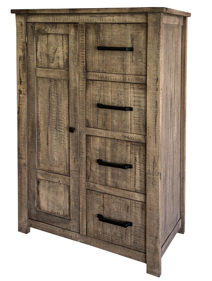 54" Brown Solid Wood Two Door Four Drawer Combo Dresser
