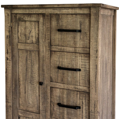 37" Brown Solid Wood Four Drawer Dresser