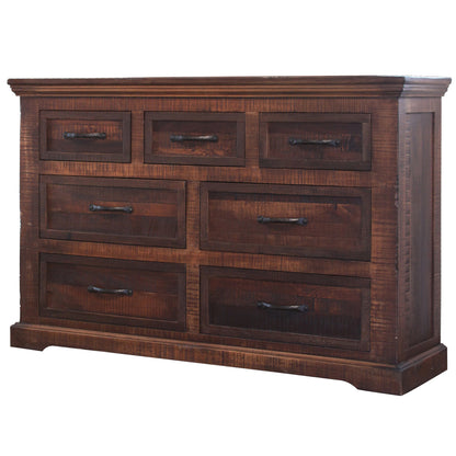 61" Brown Solid Wood Seven Drawer Double Dresser