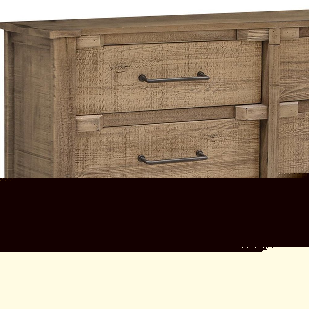 67" Natural Solid Wood Six Drawer Double Dresser