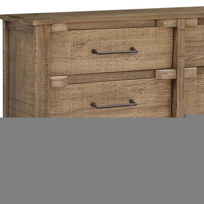 67" Natural Solid Wood Six Drawer Double Dresser