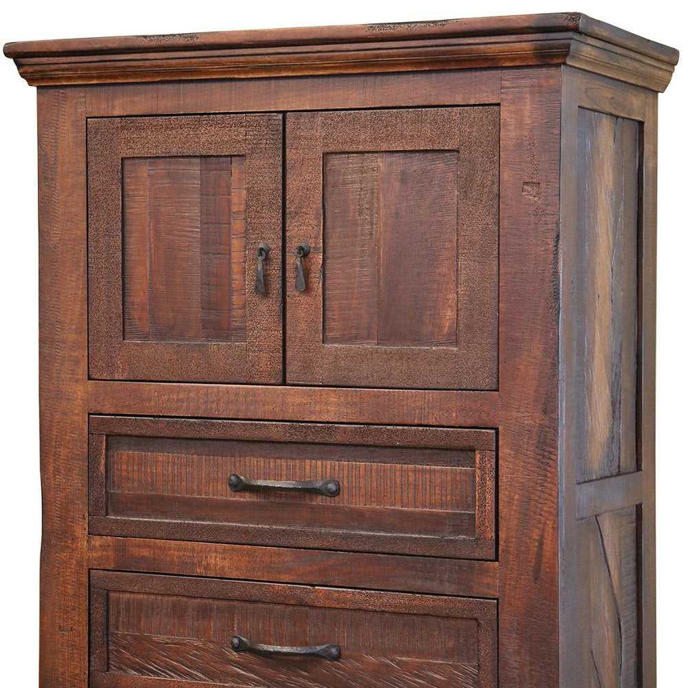 37" Brown Solid Wood Three Drawer Dresser