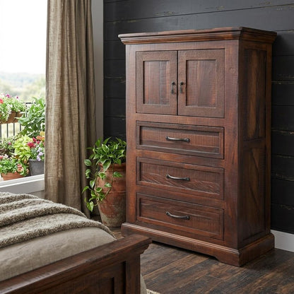 37" Brown Solid Wood Three Drawer Dresser