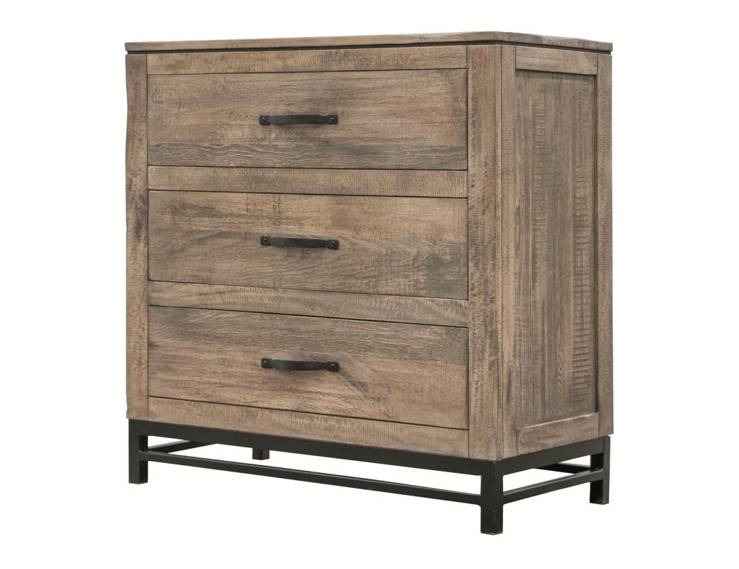 36" Brown Solid Wood Three Drawer Chest