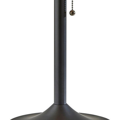 24" Antiqued Bronze Metal Candlestick Table Lamp With Off White Globe Shade