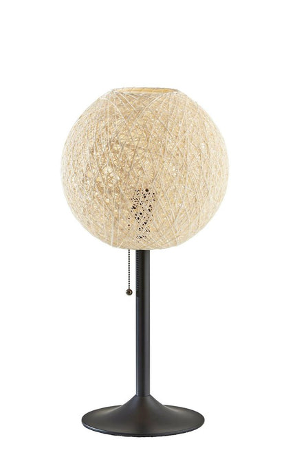 24" Antiqued Bronze Metal Candlestick Table Lamp With Off White Globe Shade