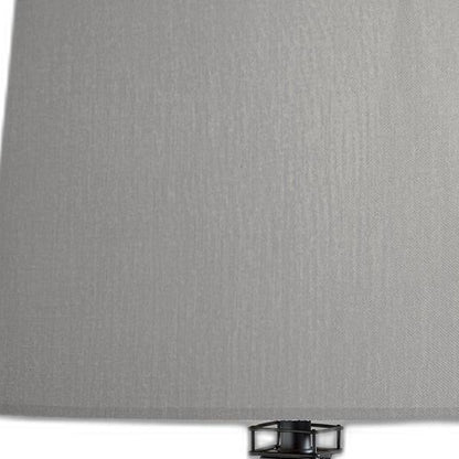 25" Black Acrylic Paris Desk Table Lamp With Gray Drum Shade