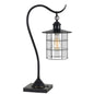 25" Bronze Metal Lantern Style Desk Lamp With Edison Bulb
