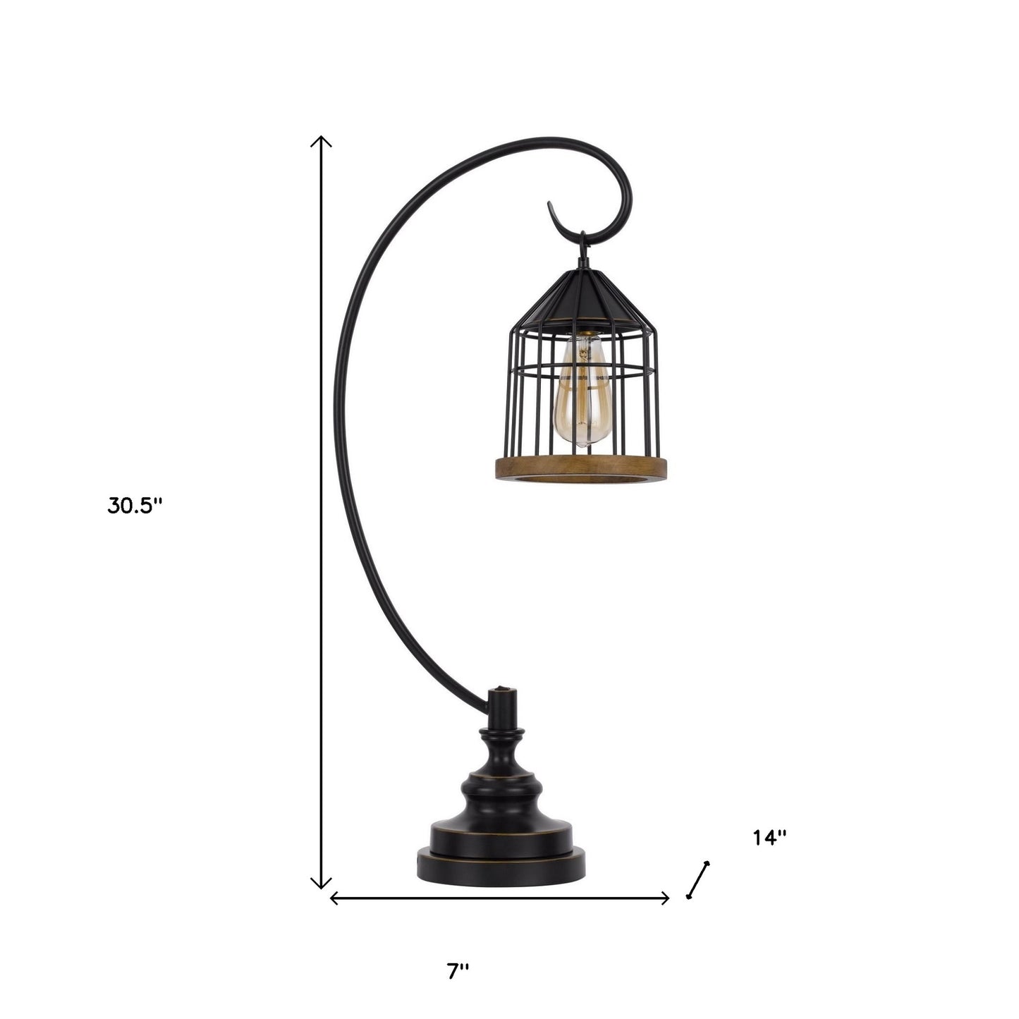 31" Bronze Metal Table Lamp With Bronze Cage Shade