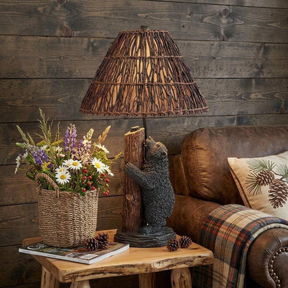 29" Gray Novelty Table Lamp With Brown Empire Shade