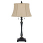 31" Black Metal Two Light Candlestick Table Lamp With Beige Empire Shade