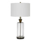 30" Clear Metal Table Lamp With White Empire Shade
