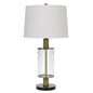 31" Clear Metal Table Lamp With White Empire Shade