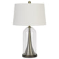 29" Clear Metal Table Lamp With White Empire Shade