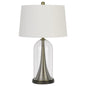 29" Clear Metal Table Lamp With White Empire Shade