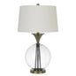 31" Bronze Metal Globe Table Lamp With White Empire Shade