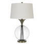 31" Bronze Metal Globe Table Lamp With White Empire Shade