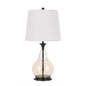 28" Clear Metal Table Lamp With White Empire Shade