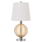 28" Nickel Metal Globe Table Lamp With White Empire Shade