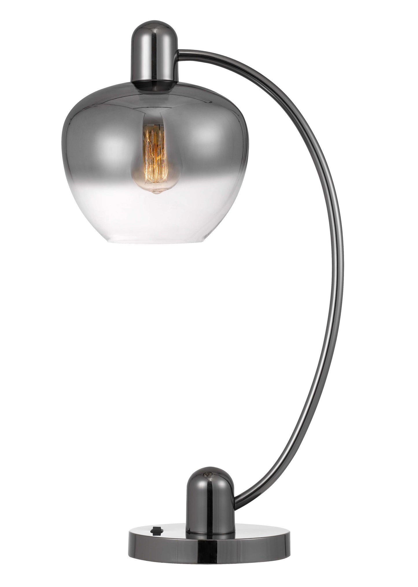 27" Gunmetal Metal Table Lamp With Silver Metallic Globe Shade