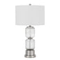28" Nickel Metal Table Lamp With White Drum Shade