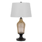31" Bronze Glass Table Lamp With White Empire Shade