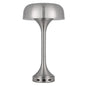 22" Nickel Metal Two Light Usb Table Lamp With Nickel Dome Shade