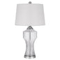 26" Clear Glass Table Lamp With White Empire Shade