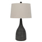 29" Black Ceramic Round Table Lamp With Beige Empire Shade