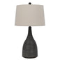 29" Black Ceramic Round Table Lamp With Beige Empire Shade