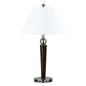 29" Nickel Metal Geometric USB Table Lamp With White Empire Shade