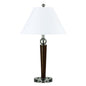 29" Nickel Metal Two Light Geometric USB Table Lamp With White Empire Shade