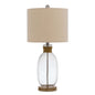26" Brown Seeded Glass Table Lamp With Drum Shade