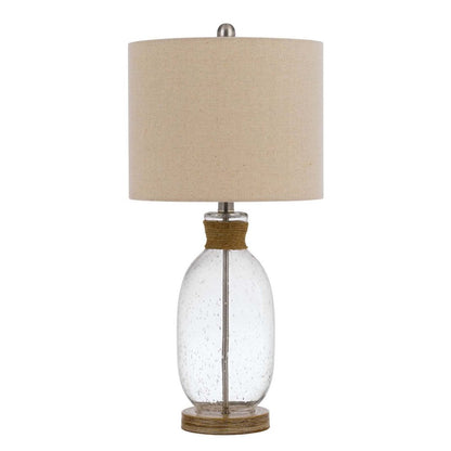 26" Brown Mason Jar Table Lamp With Brown Drum Shade
