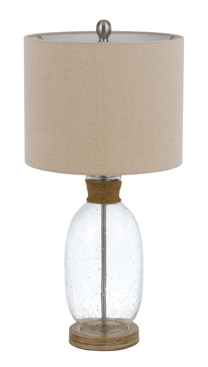 26" Brown Mason Jar Table Lamp With Brown Drum Shade