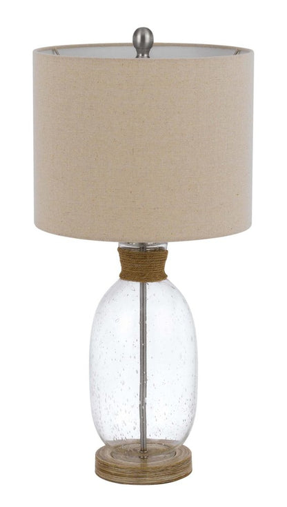 26" Brown Mason Jar Table Lamp With Brown Drum Shade